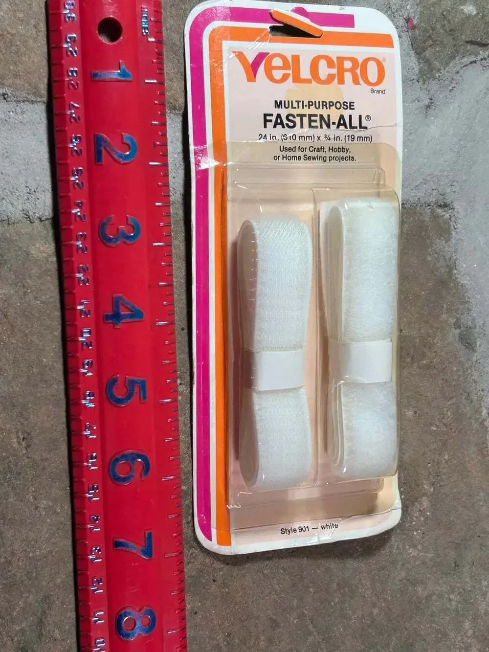 Vintage VELCRO white adhes fastener material strips 24” 3/4 inches purpose